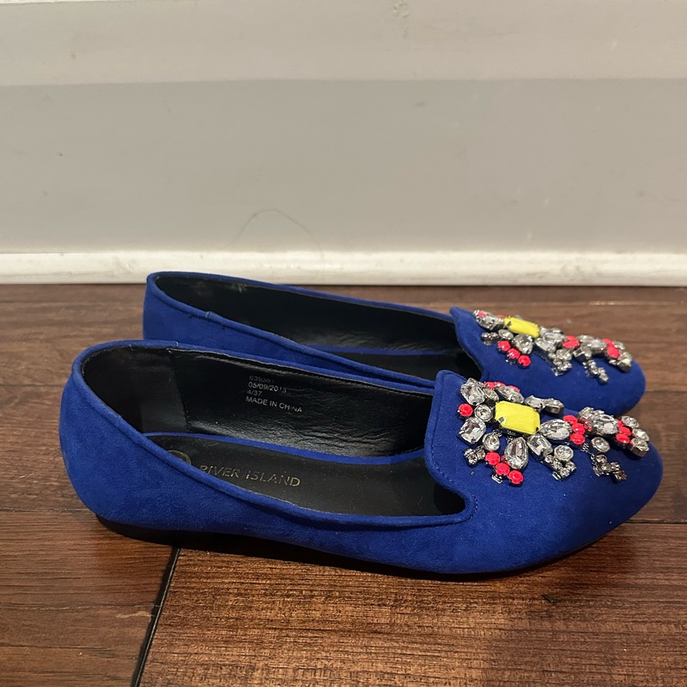 River Island Blue Embellished Flats